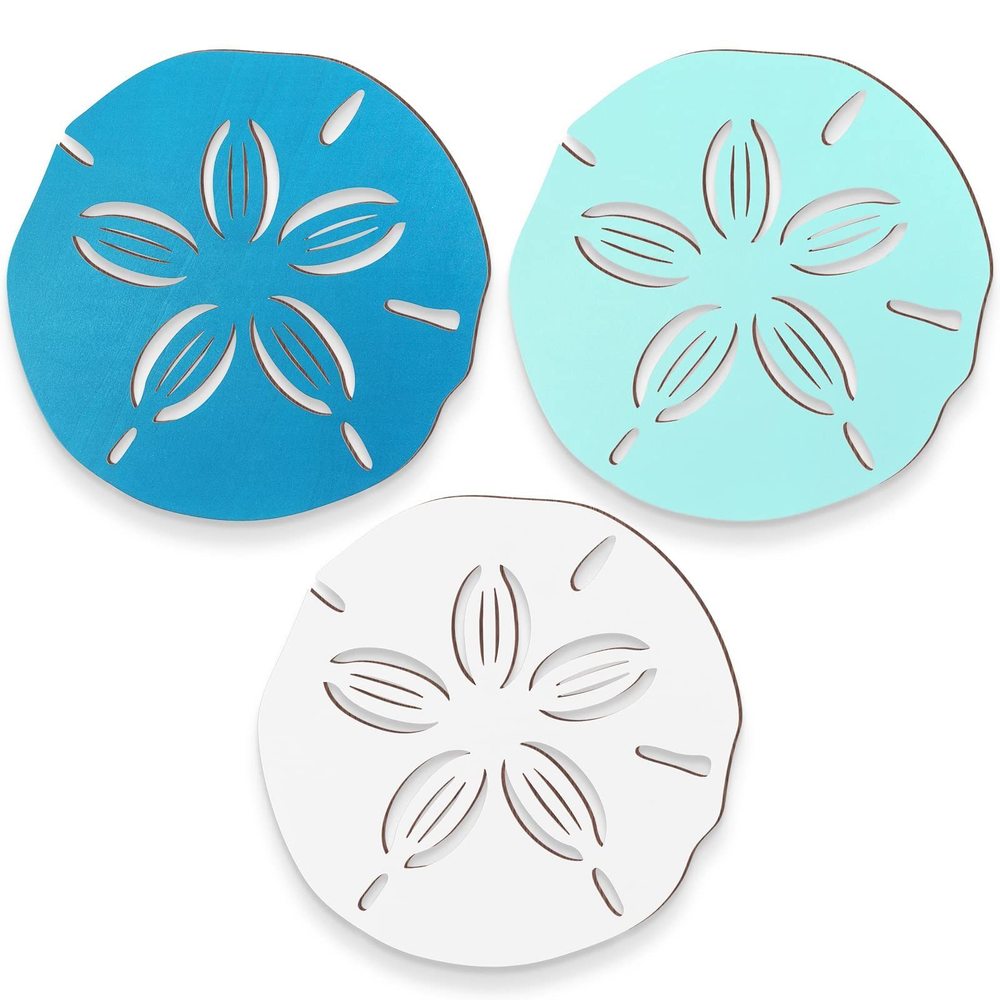Sand Dollar Wall Decor 3 Pieces Beach Coastal Wall Art Wood Outdoor Ocean Sand✋
